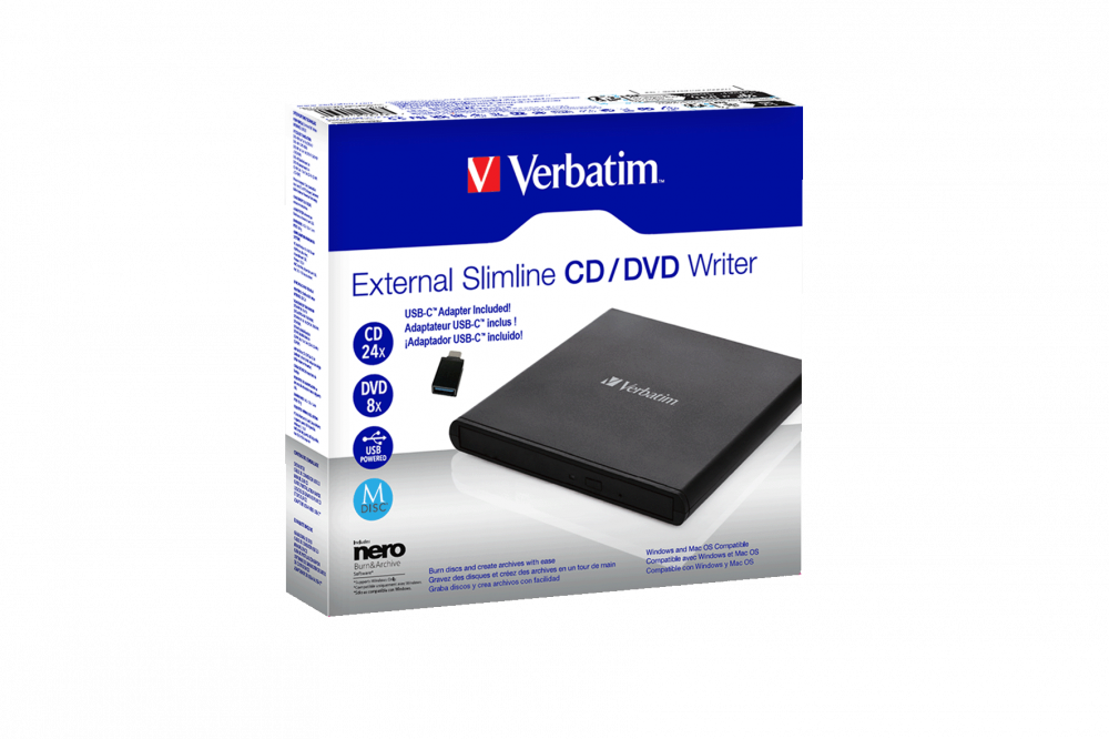 Verbatim Externer Slimline CD/DVD-Brenner