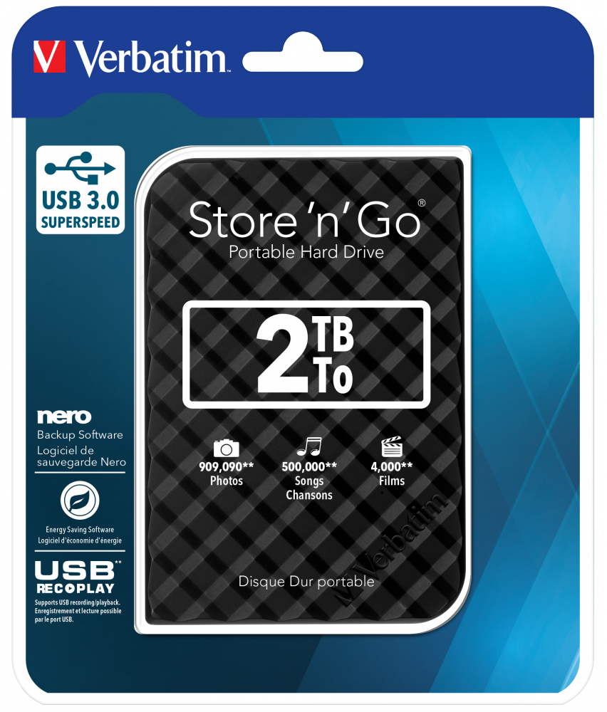 Store 'n' Go USB 3.0 Portables Festplattenlaufwerk 2 TB, Schwarz