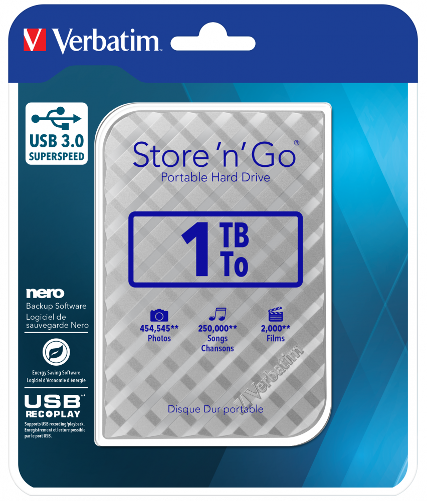 Store 'n' Go USB 3.0 Portable Hard Drive 1TB Silver