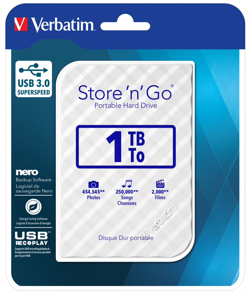 Store 'n' Go USB 3.0 Portables Festplattenlaufwerk 1 TB - Weiß
