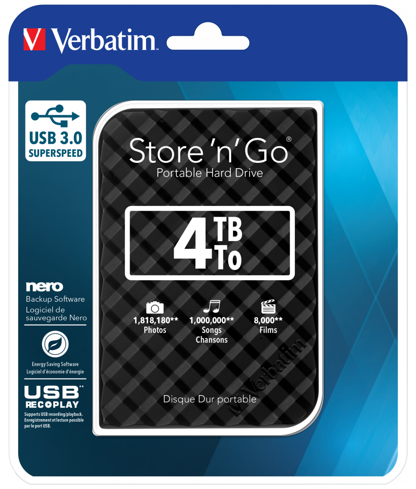 Store 'n' Go USB 3.0 Portable Hard Drive 4TB Black