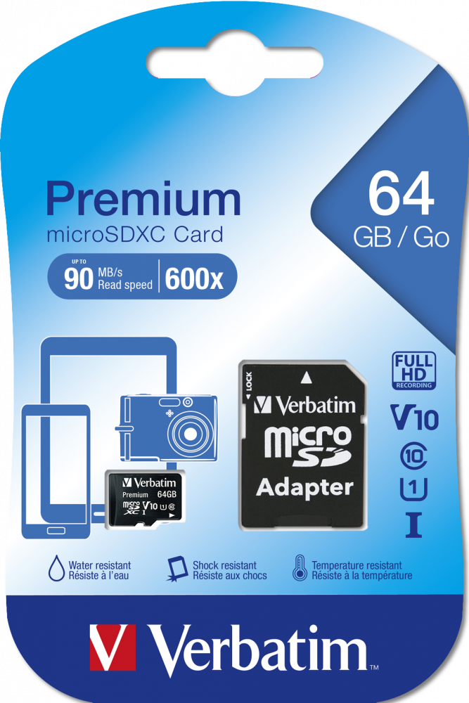 Verbatim Premium U1 MicroSDXC Card 64GB + adapter