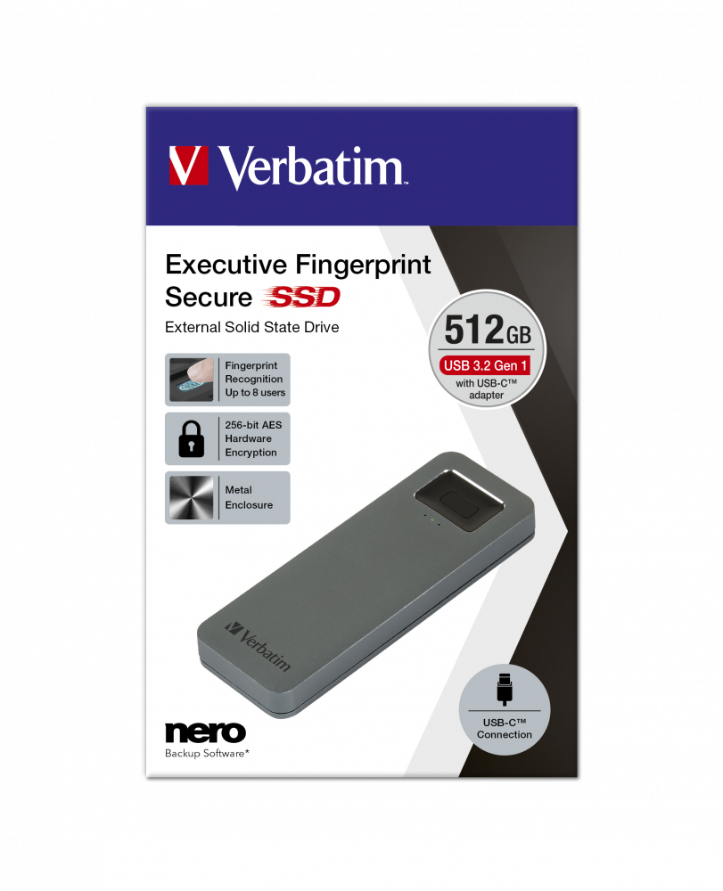 Executive Fingerprint Secure USB-C-SSD 512 GB