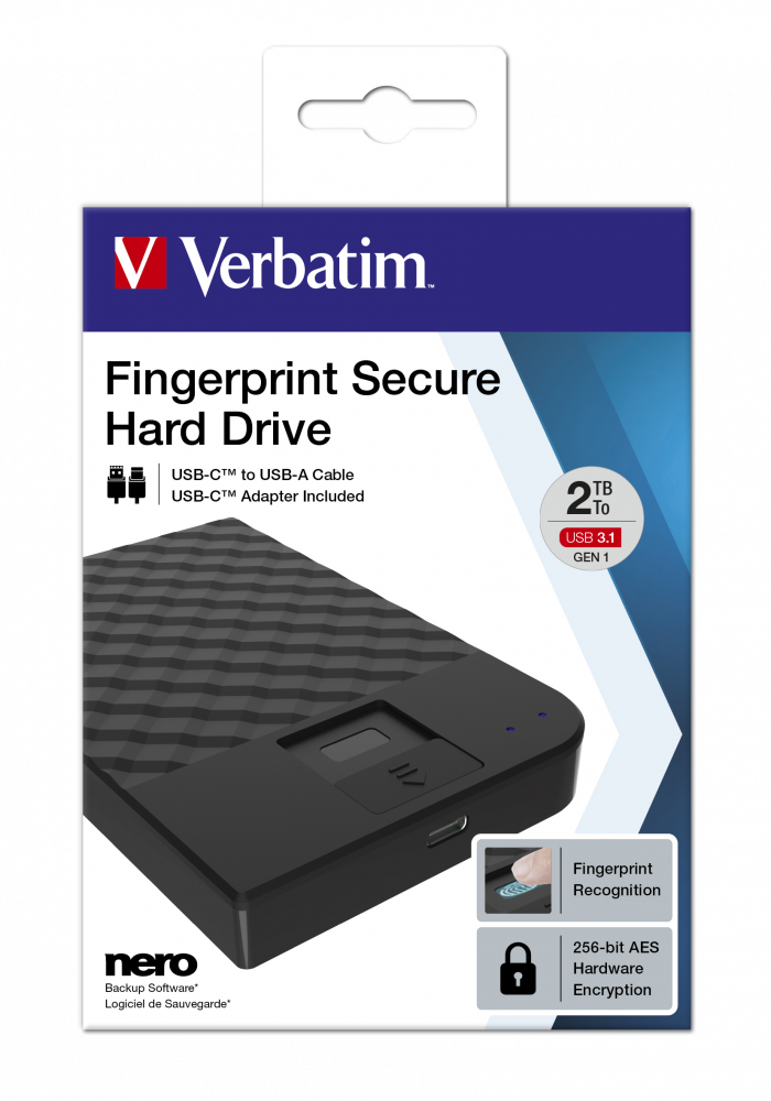 Fingerprint Secure Tragbare Festplatte 2 TB