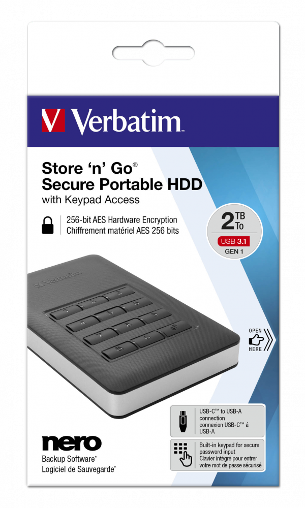 Store ‘n’ Go Secure Portable Festplatte 2 TB mit Code-Zugang