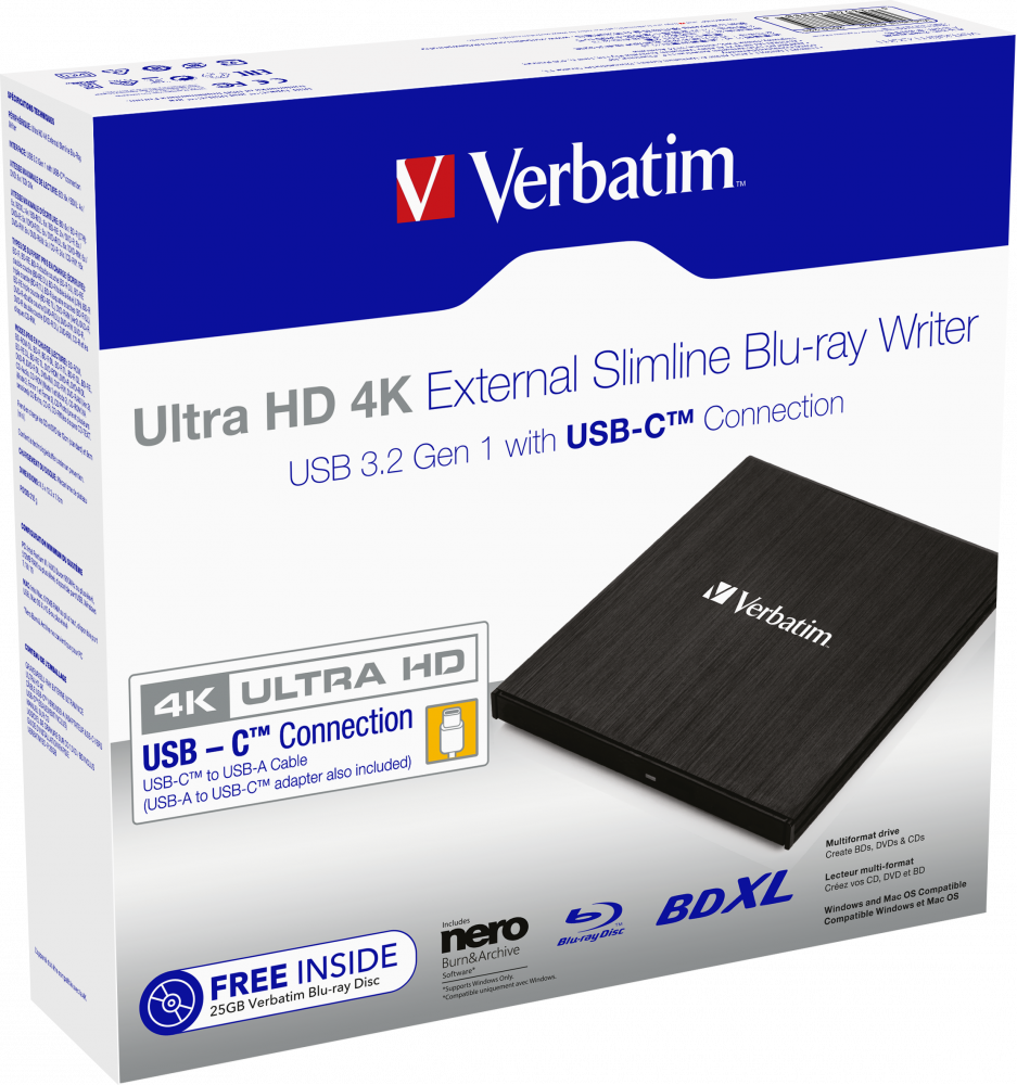 Externer Slimline-Blu-ray-Writer Ultra HD 4K